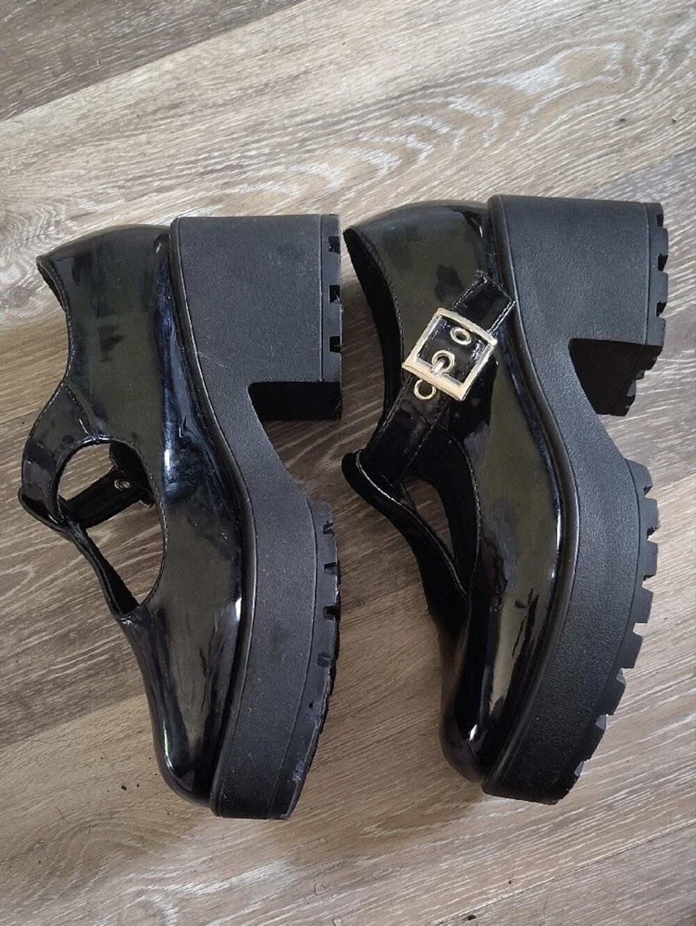 Hot Topic Black Patent T-Strap Platform Mary Janes